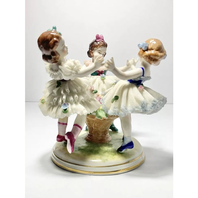 1930s Müller Volkstedt Dresden “Ring Around the Rosie” Porcelain Figurine For Sale - Image 4 of 12