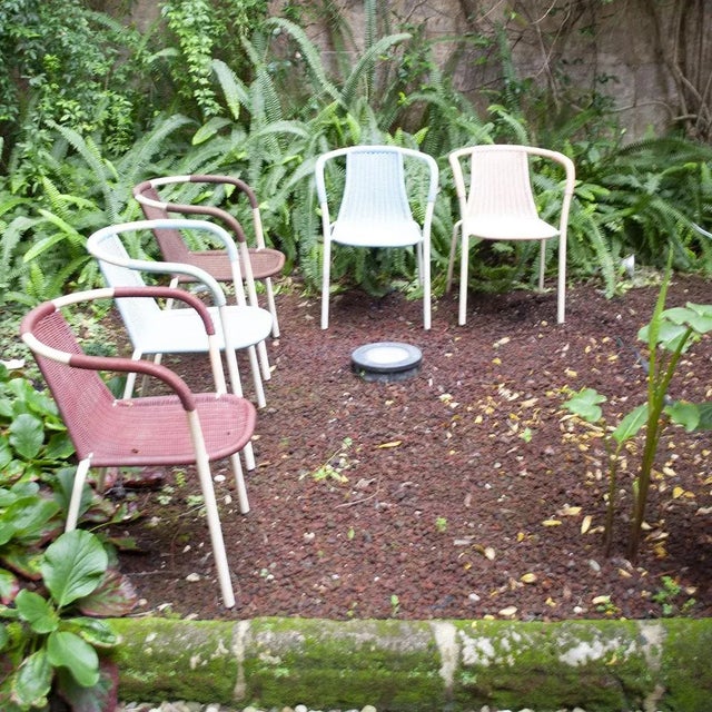 1960s Vintage Bar Chairs in Tubular Steel, Plastic & Lacquered Metal, 1960s, Set of 5 For Sale - Image 5 of 9