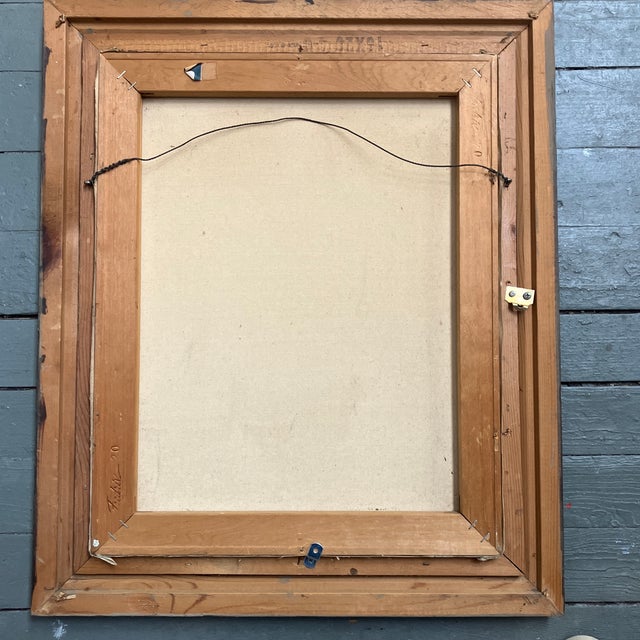 1960’s Mid Century Sailboats in Harbor Impressionist Painting Original Mid Century Frame Signed For Sale - Image 4 of 4