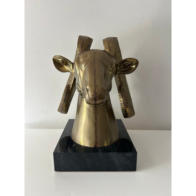 Mid-Century Modern Vintage Mid Century Bronze Ram on Marble Base For Sale - Image 3 of 12