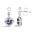 Contemporary 10K White Gold Blue Purple Tanzanite and Diamond Halo Cushion Shaped Drop Earrings (I-J Color, I1-I2 Clarity) For Sale - Image 3 of 5