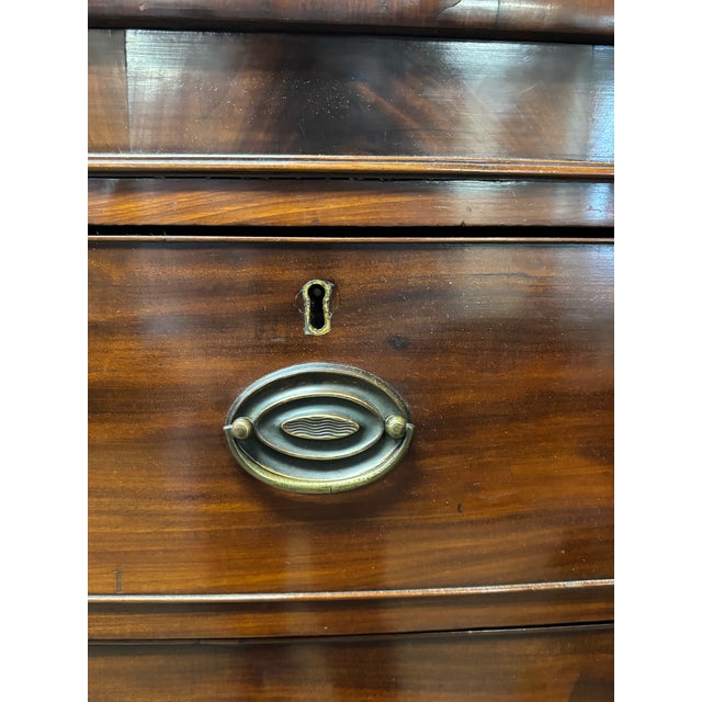 19th Century Antique English Mahogany Bow Front Chest of Drawers For Sale - Image 5 of 11