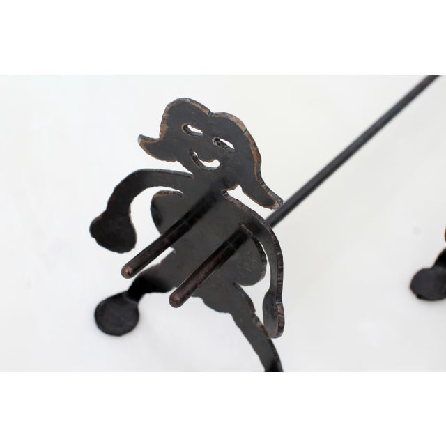 1990s Black Wrought Hotdog or Marshmallow Skewers in Male and Female Forms For Sale - Image 4 of 7