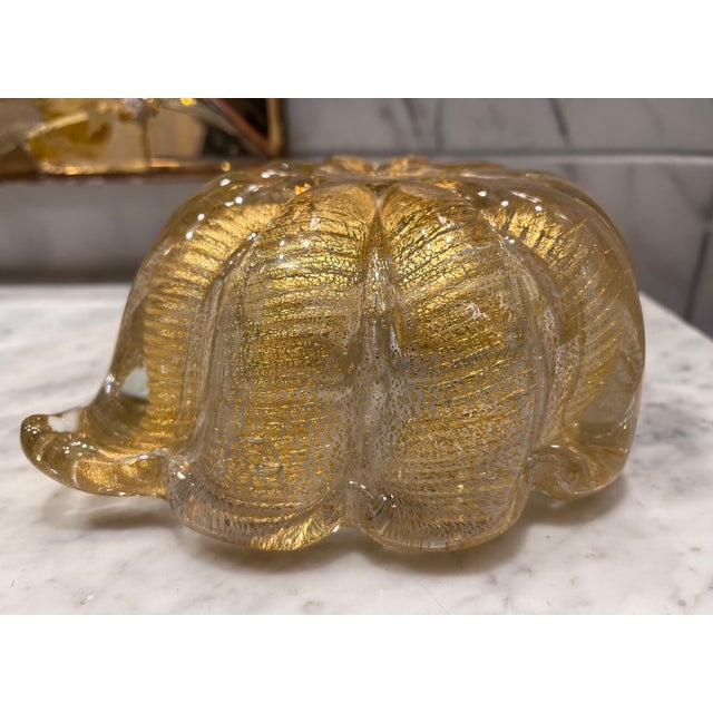 Glass Italian Murano Attributed Champagne Gold Art Glass Dish For Sale - Image 7 of 8