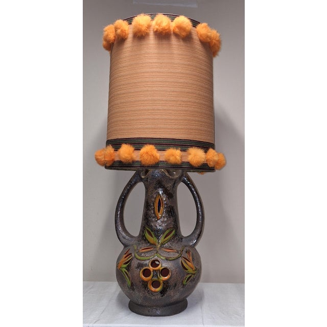 Large Vintage German Table Lamp with Internally Illuminated Ceramic Base, 1970s, in Very Good conditions. Designed 1970 to...