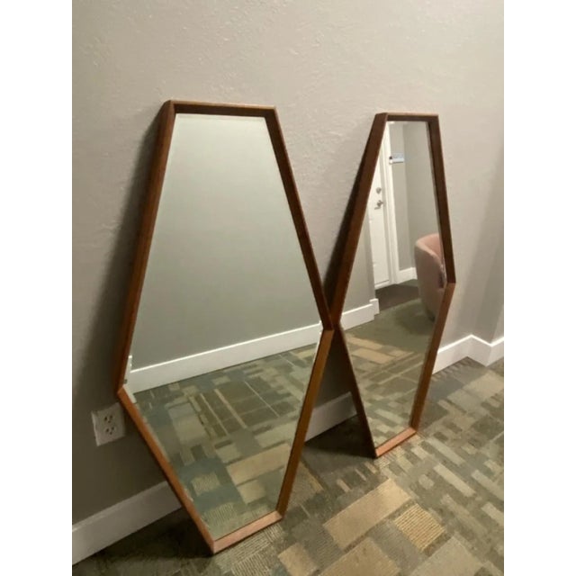 Mid-Century Modern 1960s Mid-Century Modern Diamond Hexagon Mirrors - A Pair For Sale - Image 3 of 6