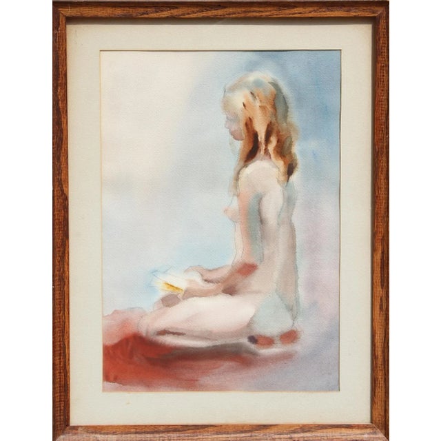 Figurative 1960s "Seated Nude II" Watercolor Painting by Eve Nethercott For Sale - Image 3 of 3
