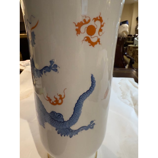 Large Meissen Blue Ming Dragon Vase For Sale - Image 9 of 10