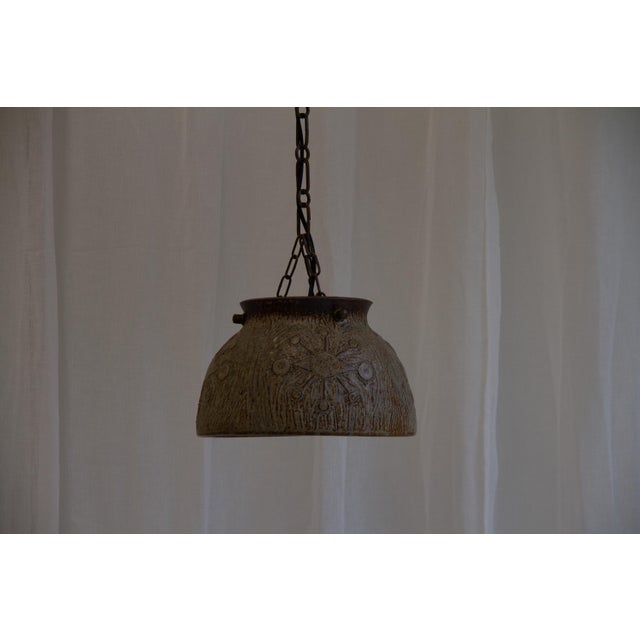 Mid-Century Modern Danish Modern Stoneware and Chain Pendant Light, 1970s For Sale - Image 3 of 18