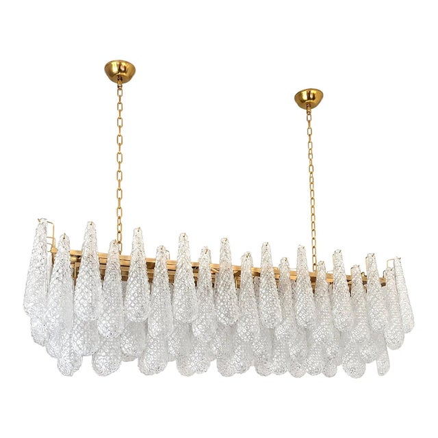 Rectangular Gold and Clear Murano Glass Chandelier by Simoeng For Sale - Image 6 of 6