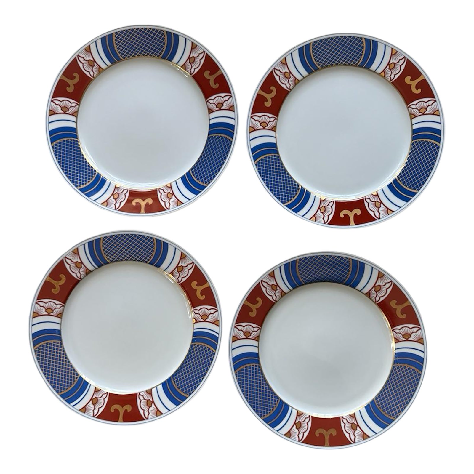 Vintage Fitz and Floyd 1975 Mishiki Plates 6.5 Inch Blue Oxblood