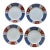 Vintage Fitz and Floyd 1975 Mishiki Plates 6.5 Inch Blue Oxblood Red Gold Vintage Japan - Set of 4 For Sale