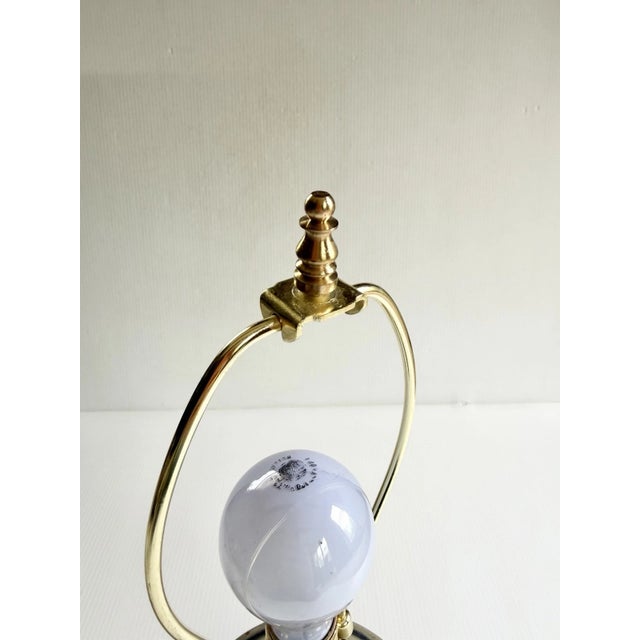 Vintage 1988 Signed Pottery Crock Table Lamp, Cobalt Blue Leaves & Details With Ear Handles For Sale - Image 15 of 18