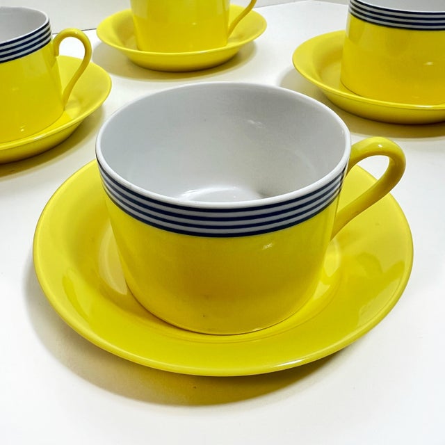 Yellow 1970s Fitz and Floyd "Circa" Lunch Set- 12 Pieces For Sale - Image 8 of 12