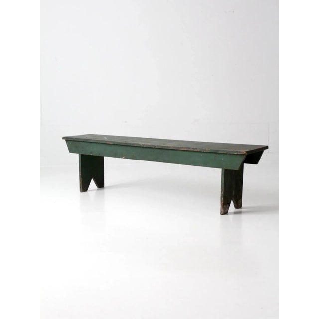 Antique Primitive Green Farmhouse Bench For Sale - Image 13 of 13