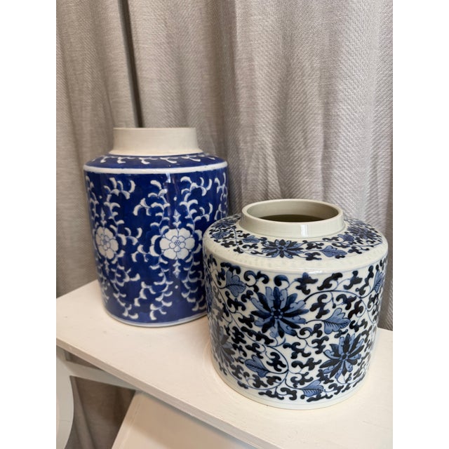 1980s Blue & White Vase, S/3 For Sale - Image 5 of 8