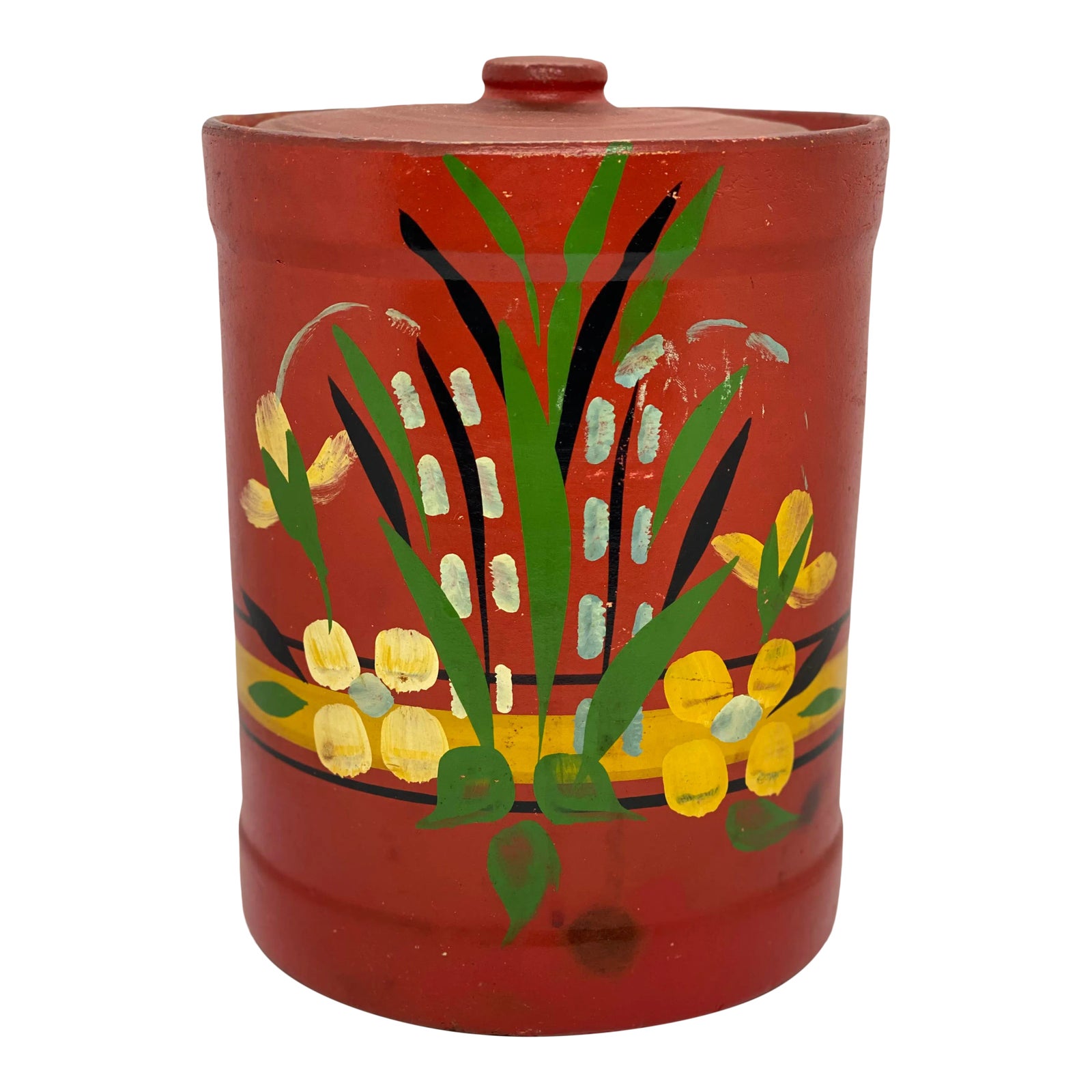 1940’s Hand Painted Stoneware Cookie Jar | Chairish