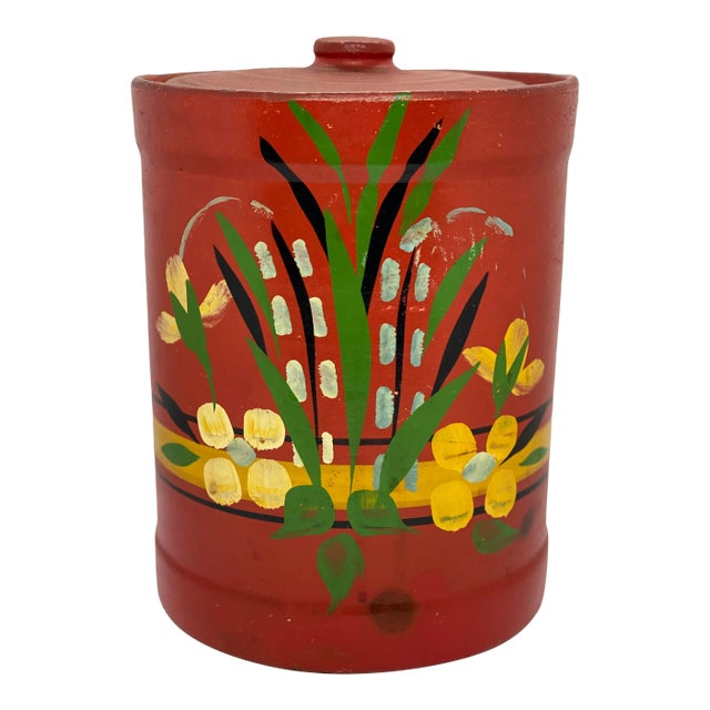 1940’s Hand Painted Stoneware Cookie Jar For Sale