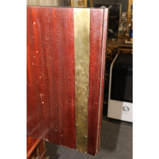 Wood Signed Maison Forest Marquetry Inlaid Bronze Mounted Secretary Desk With Cubbies For Sale - Image 7 of 9