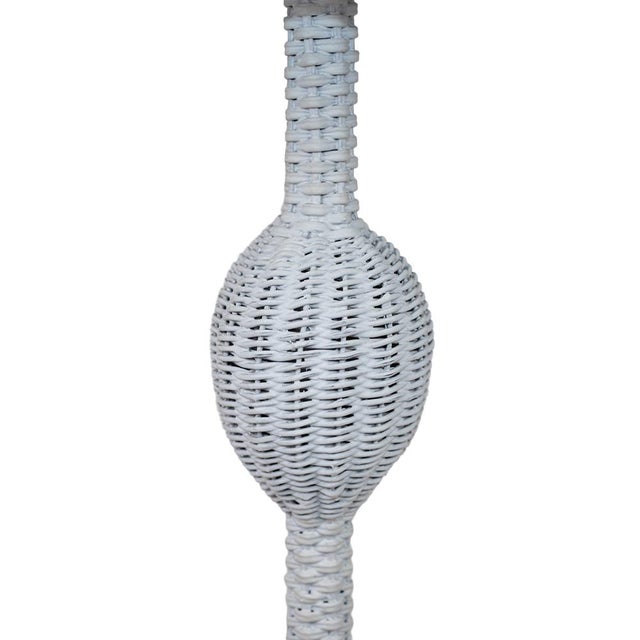 1970s Vintage White Wicker Floor Lamp For Sale - Image 5 of 9