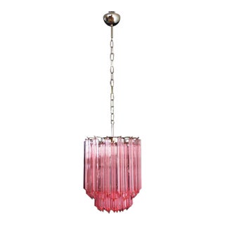 Quadriedri Murano Chandelier – 47 Pink Prisms For Sale