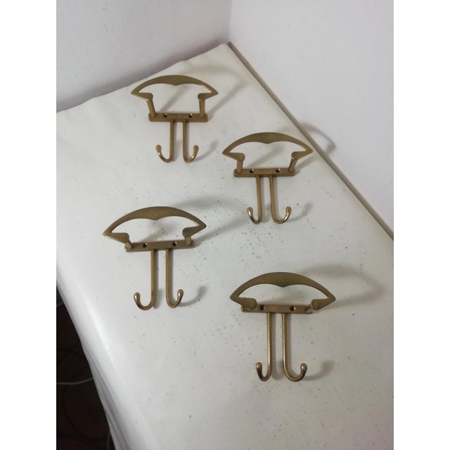 Vintage Brass Wall Coat Rack, Italy, 1960s, Set of 4 For Sale - Image 6 of 6