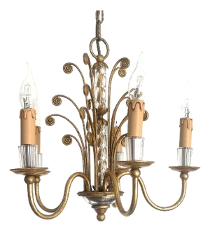 Gold-Plated Metal-Crystal Chandelier from Banci Firenze, 1960s