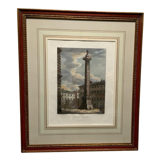 1834 Domenico Amici Engraving "Colonna Antonina" Rome Provenance Custom Framed by J. Pocker & Son, Nyc For Sale