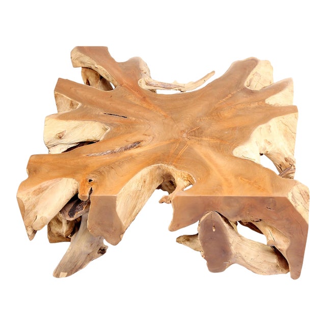 Square 36" Inch Organic Teak Root Coffee Table 54 For Sale
