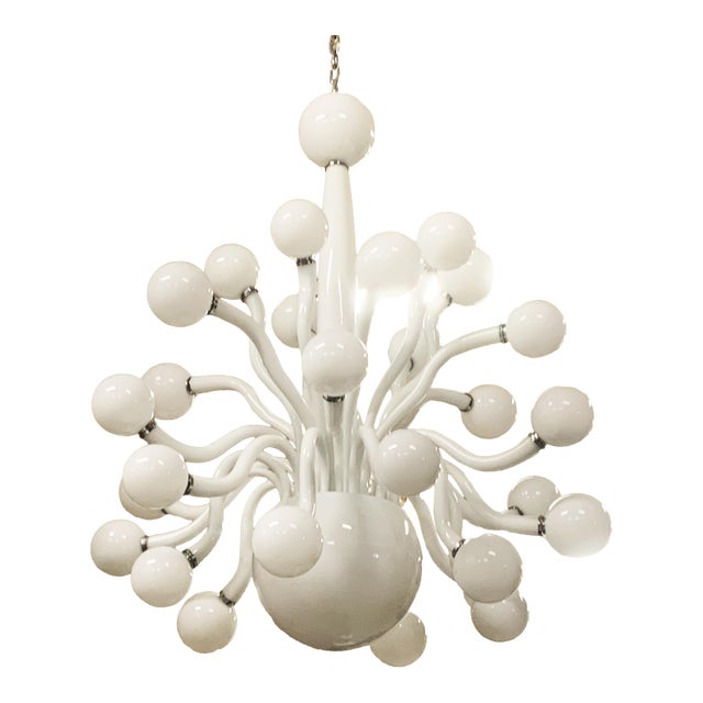 Huge Contemporary Pop Milky-White Murano Glass Chandelier by Simoeng For Sale