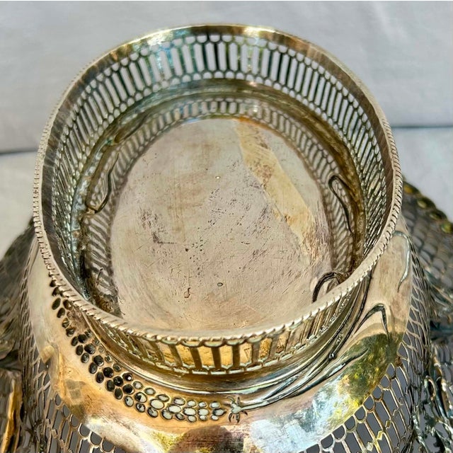 Rare 18th Century English Sterling Silver Cake Basket by Burrage & Davenport, Circa 1775 For Sale - Image 9 of 11