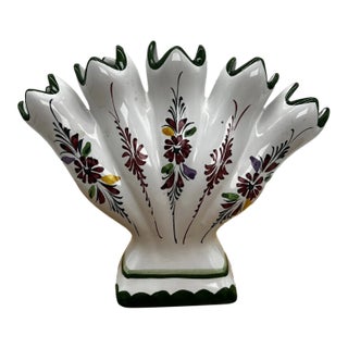 Vintage MCM Jay Willefred Andrea Sadek Vintage Floral Portugal Pottery 5 Finger Vase For Sale
