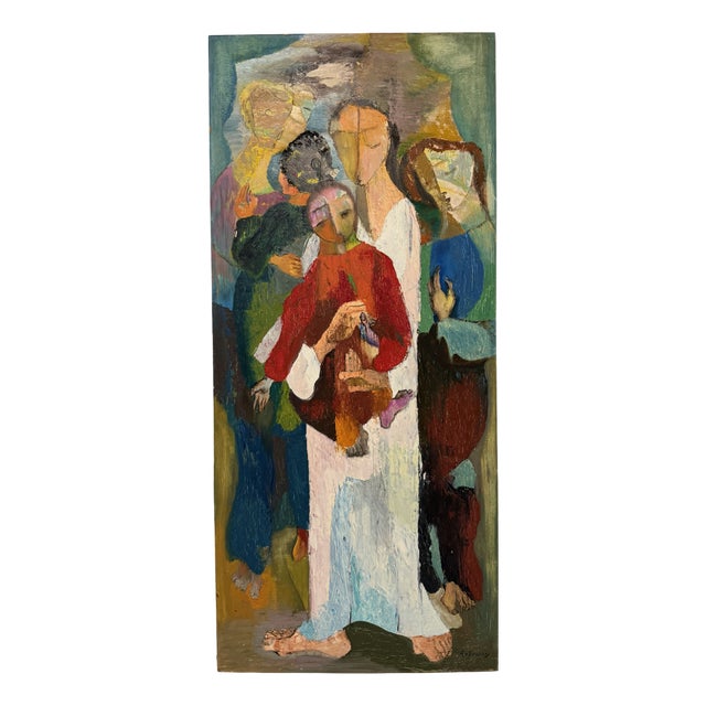 Alfred Rogoway, Figurative Composition, 1960, Oil on Panel For Sale