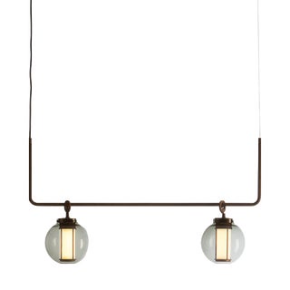 Bai T Pendant Light in Bronze with Transparent Glass Diffuser by Neri & Hu for Parachilna For Sale