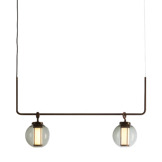 Bai T Pendant Light in Bronze with Transparent Glass Diffuser by Neri & Hu for Parachilna For Sale