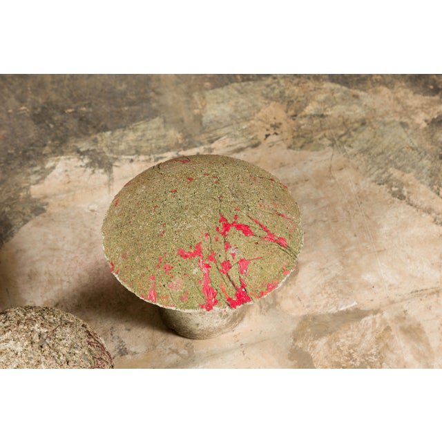 Set of Three American Midcentury Painted Concrete Mushroom Garden Ornaments For Sale - Image 4 of 12