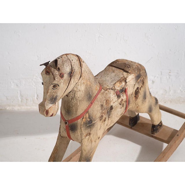 Rustic Antique French Rocking Horse, 1920 For Sale - Image 3 of 15
