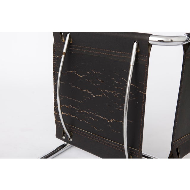 Black Vintage Cantilever Bar Stool with Chrome Frame and Black Faux Leather, 1990s For Sale - Image 8 of 10
