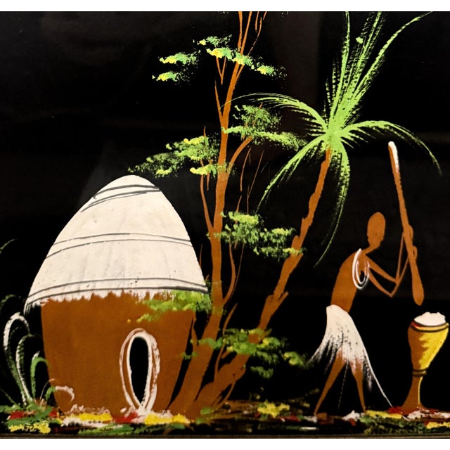 MidCentury Modern African Folk Art Painting. For Sale - Image 4 of 6