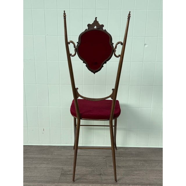 1960s Vintage Chiavari Chair in Brass and Velvet, 1960s For Sale - Image 5 of 17