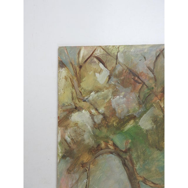 Mid 20th Century Mid 20th Century Modernist Lone Tree Landscape Painting For Sale - Image 5 of 7