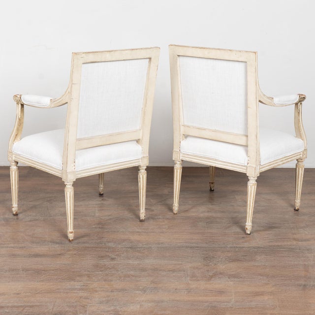 Pair, White Swedish Gustavian Armchairs, 19th Century For Sale - Image 18 of 18