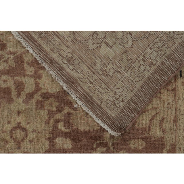 Antique Mahal Afghan Rug in Beige-Brown Floral Patterns by Rug & Kilim For Sale - Image 9 of 9