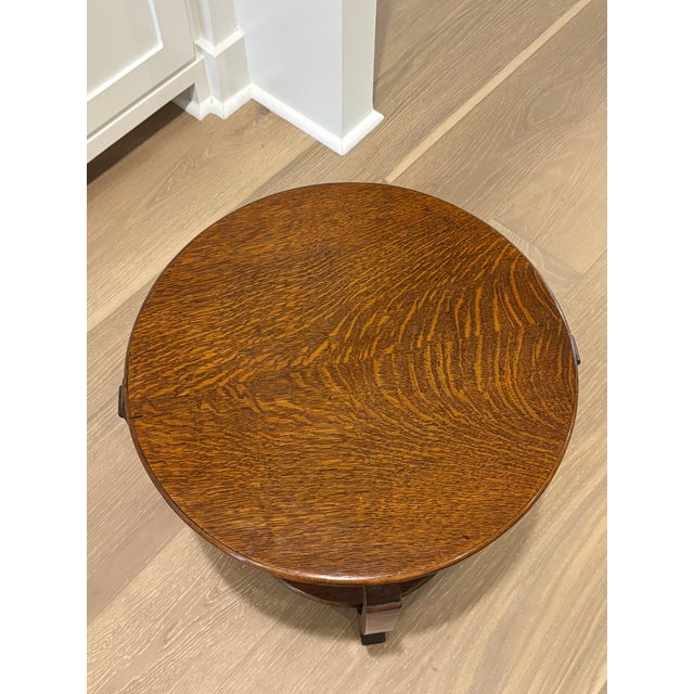 Antique 1930s American Art Deco Oak Side Table For Sale - Image 13 of 15