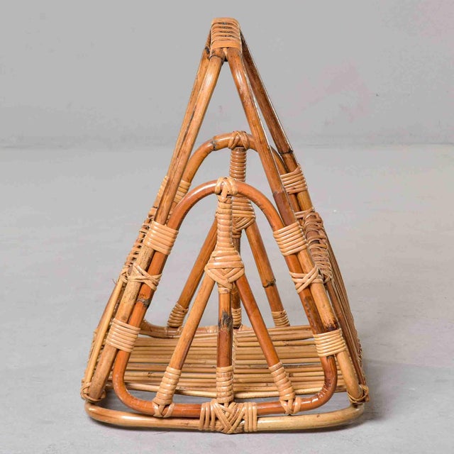 1950s Mid-Century Italian Albini-Style Bamboo Magazine Basket For Sale - Image 5 of 11