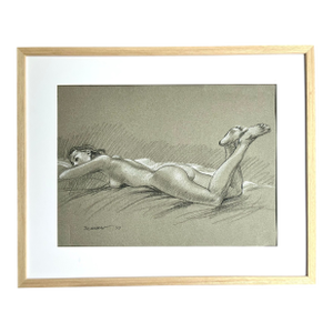 Reclining Nude Female Mixed Media Drawing of Marissa by Andrew Moreno