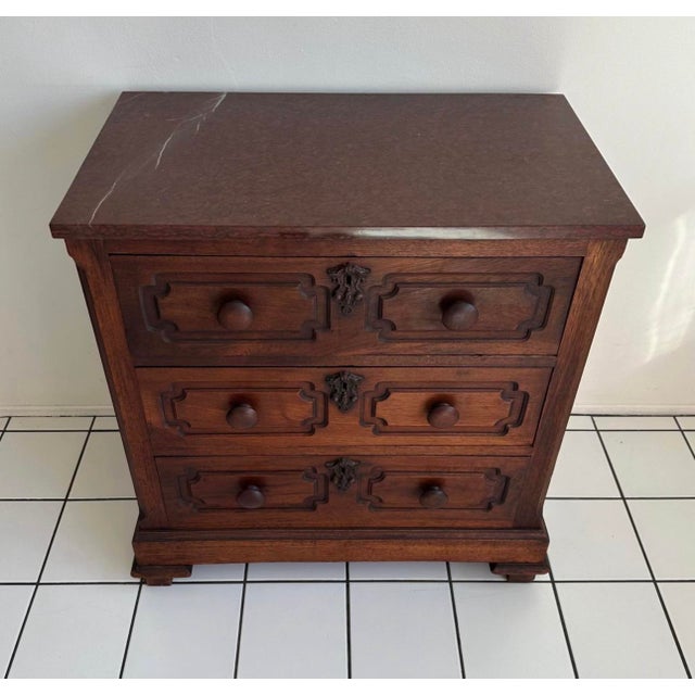 Brown Antique Victorian Walnut Chest of Drawers Late 19th Century For Sale - Image 8 of 9