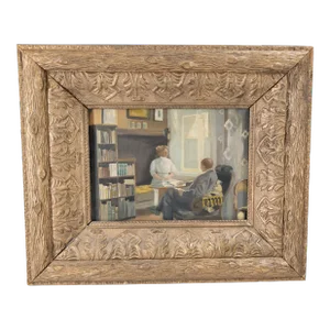 Mid-Century American Impressionist Pennsylvania School Oil Painting Interior Scene