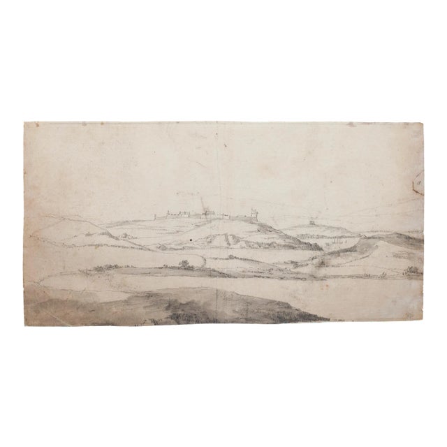 Landscape - Original Ink and Watercolor by Verdussen - Mid 18th Century Mid 18th Century For Sale