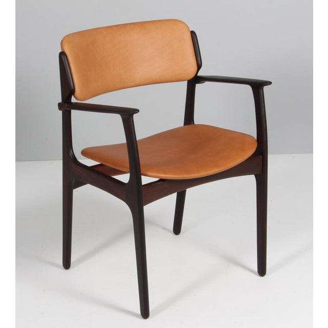 Model 50 Armchair in Rosewood and Tan Leather by Erik Buch, Denmark, 1960s For Sale - Image 9 of 10